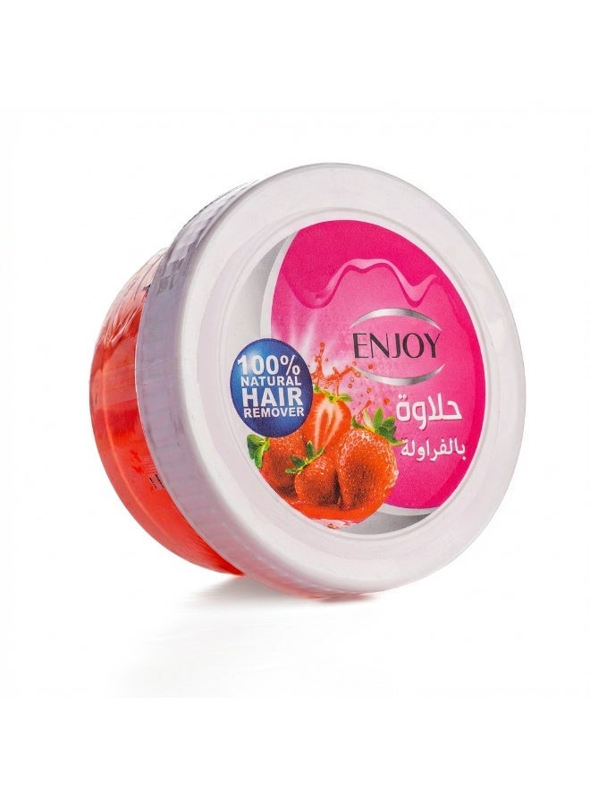ENJOY 100% Natural Strawberry Halawa Hair Remover Paste for Silky Smooth Skin - Gentle Root Hair Removal Wax Alternative for Women & Men, 400 gm - Image 1